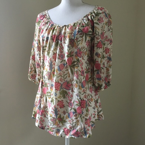 Lucky Brand Pink Floral Boho Peasant Blouse small - Picture 7 of 8